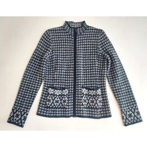 Ladies David Brooks 2 Tone Gray 100% Lambswool Zip Up Cardigan Sweater Size M